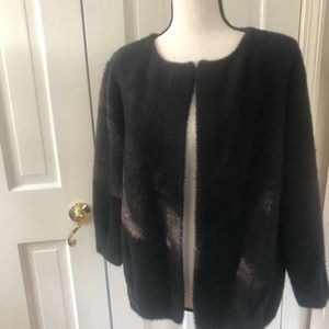 Cute black, fuzzy cardigan.